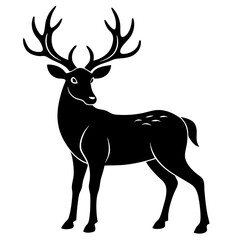Deer silhouette vector art head with antlers illustration