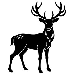 Deer silhouette vector art head with antlers illustration