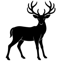 Deer silhouette vector art head with antlers illustration