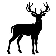Deer silhouette vector art head with antlers illustration