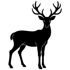 Deer silhouette vector art head with antlers illustration