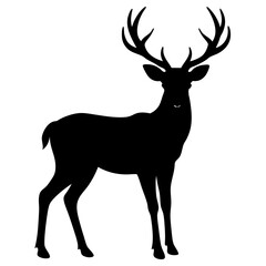 Obraz premium Deer silhouette vector art head with antlers illustration
