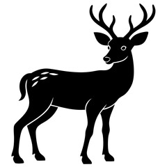 Deer silhouette vector art head with antlers illustration