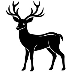 Deer silhouette vector art head with antlers illustration