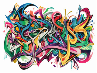Obraz premium with silver marker pen on white paper, colourful and vibrant calligraphy style graffiti