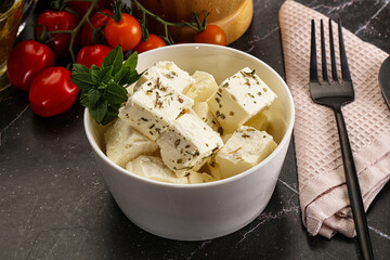 Greek traditional Feta cheese cubes