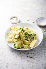 Lemon couscous with avocado and cucumber