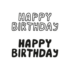 Happy Birthday doodle lettering. Hand drawn celebration quote.