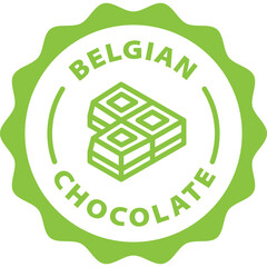 green Belgian chocolate outline icon round rounded circle badge stamp label isolated on transparent background