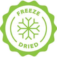 green freeze dried outline icon round rounded circle badge stamp label isolated on transparent background
