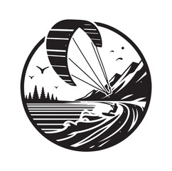 Kite Surfing Silhouette Vector