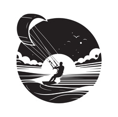 Kite Surfing Silhouette Vector