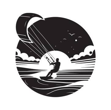 Kite Surfing Silhouette Vector