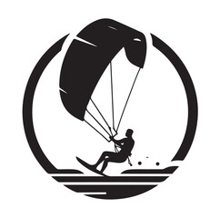 Kite Surfing Silhouette Vector