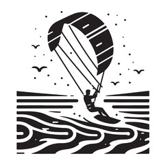 Kite Surfing Silhouette Vector