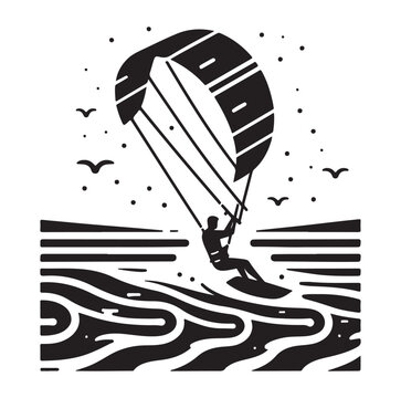 Kite Surfing Silhouette Vector