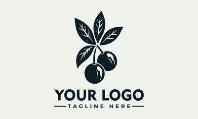 Black and white illustration of cherry logo vector fruite