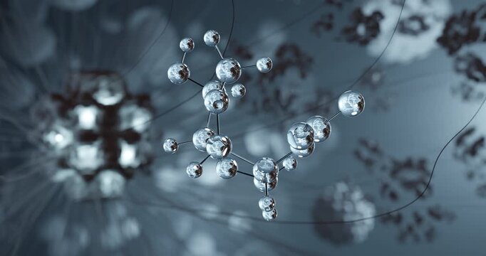 Isosorbide mononitrate rotating 3d molecule, molecular structure of nitrates and nitrites, seamless video