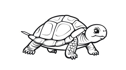 Black and White Illustration of a Turtle