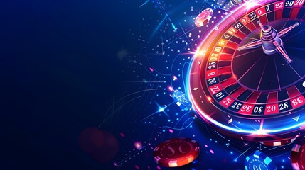 Gaming table in Casino with roullete and chips.