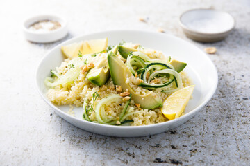Lemon couscous with avocado and cucumber