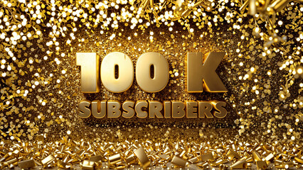 100,000 subscribers, 100k on a golden background