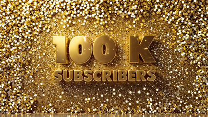 100,000 subscribers, 100k on a golden background