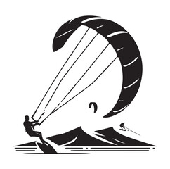 Kite Surfing Silhouette Vector