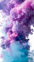 Fototapeta premium Pink party fog. Isolated blue, teal, purple , aqua smoke cloud or think cloud. 3D special effects fog clouds graphic 