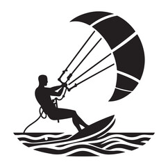 Kite Surfing Silhouette Vector