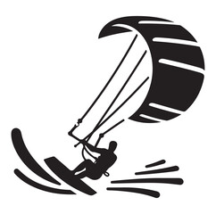 Kite Surfing Silhouette Vector