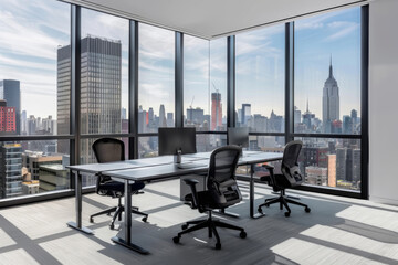 Modern Office with a Cityscape View