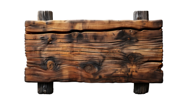 Old wooden board transparent background. PNG - Powered by Adobe