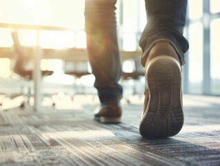 People walking to a meeting room, busy and blurry background at the office
