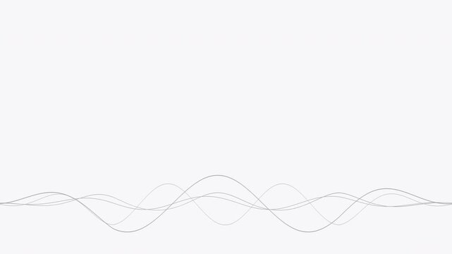 Waves animation on white background. Glowing lines path intro video abstract background