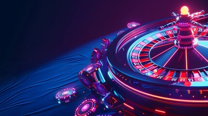Fototapeta premium Gaming table in Casino with roullete and chips.