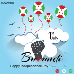 Creative Burundi independence day social media post and web banner