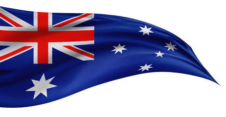 Waving Australian flag featuring blue, red, and white colors with stars representing the Southern Cross.
