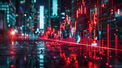 A vibrant city scene depicting dynamic data visualization overlaid on glossy pavements, capturing the essence of urban technology.