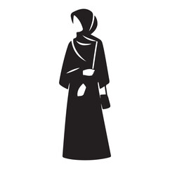 Hijab Style Standing Silhouettes Vector Illustration