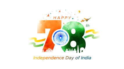 Happy 78 Independence day of India. freedom anniversary celebration greeting.