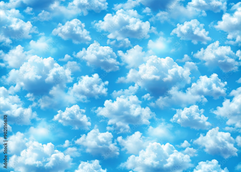 Poster seamless pattern with a beautiful blue sky and cloud concept perfect as a background with copy space