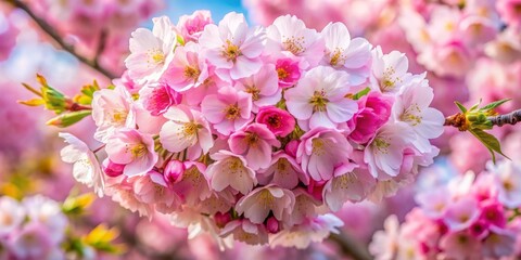 Delicate Pink Cherry Blossoms in Full Bloom, Close-Up, Nature, Spring, Flower, Floral, Blossom