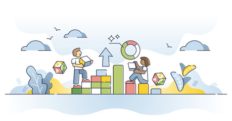Results analysis and statistic graph for business progress outline concept, transparent background. Chart and diagrams with financial data for company accounting illustration. Presentation and report.