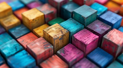 Obraz premium Colorful Wooden Blocks Abstract, wood , blocks, abstract, texture