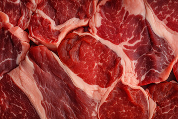 Processed collage of fresh raw meat beef surface texture. Background for banner, backdrop