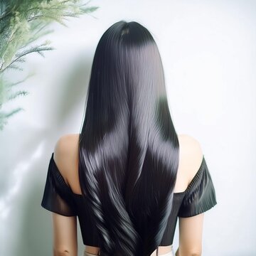 黒髪でロングヘアのきれいな日本人女性・ロン毛

