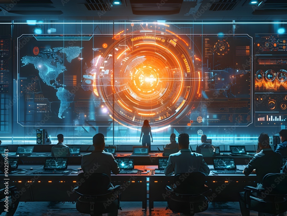 Poster Futuristic AI Enhanced Learning Environment with Holographic Tutors and Interactive Displays