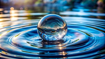 Glass Orb Reflection in Water Ripples, Abstract, Photography, Water, Ripples, Reflection, Orb