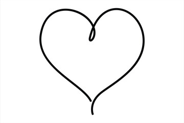 Heart continuous one line art drawing color shape Love sign outline Vector illustration
